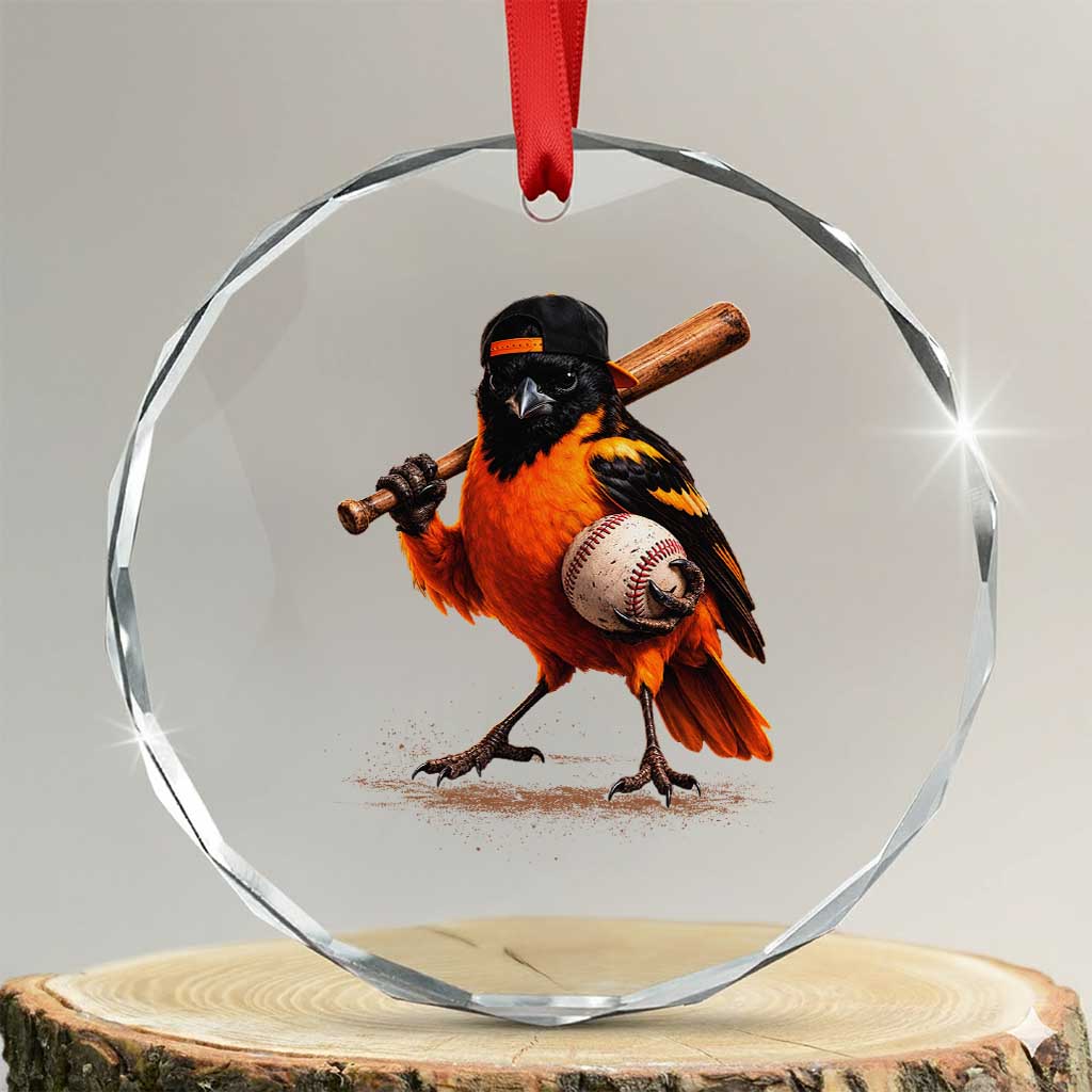 Oriole Baseball Player Crystal Glass Ornament Retro Funny Bird Mascot Baseball Fans