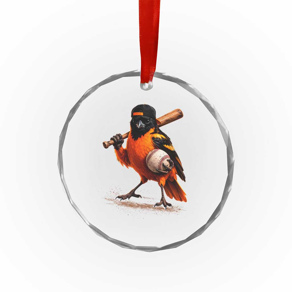 Oriole Baseball Player Crystal Glass Ornament Retro Funny Bird Mascot Baseball Fans