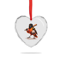 Oriole Baseball Player Heart Crystal Glass Ornament Retro Funny Bird Mascot Baseball Fans