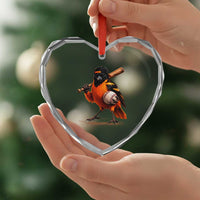 Oriole Baseball Player Heart Crystal Glass Ornament Retro Funny Bird Mascot Baseball Fans