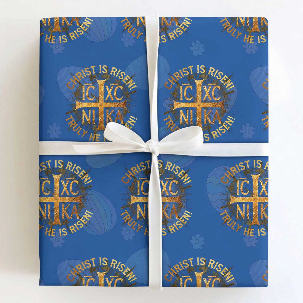 Orthodox Easter Christian Wrapping Paper Roll Christ Is Risen He Is Risen Greek NIKA Cross