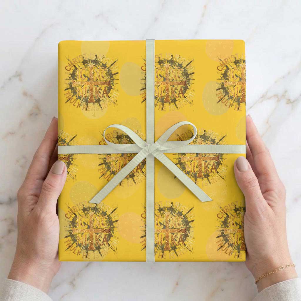 Orthodox Easter Christian Wrapping Paper Roll Christ Is Risen He Is Risen Greek NIKA Cross