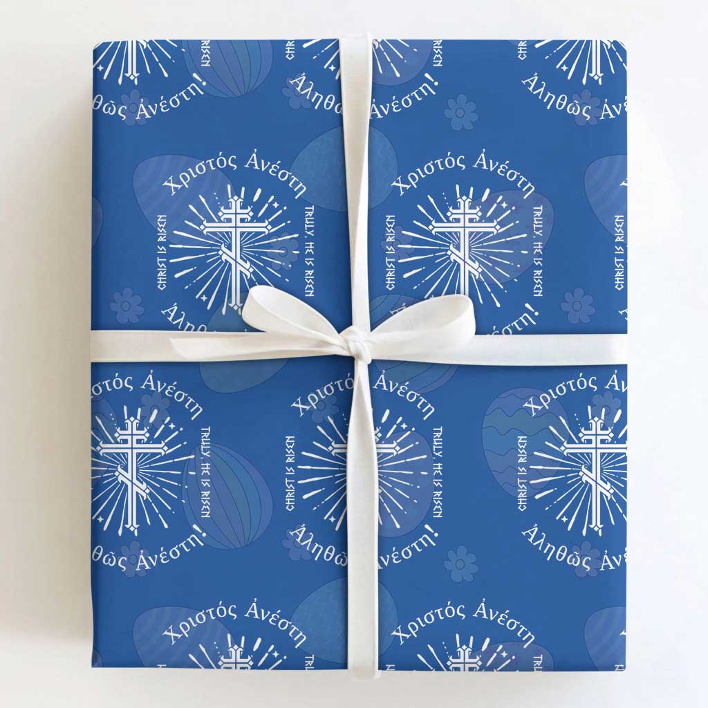 Orthodox Easter Christian Wrapping Paper Roll Christ Is Risen Truly He Is Risen Orthodox Cross