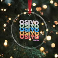 Osiyo Tsalagi Cherokee Native American Pride Crystal Glass Ornament Retro Stacked Typography