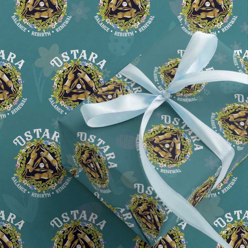 Ostara Balance Rebirth Renewal Wrapping Paper Roll Ostara Pagan Eostre Easter Day Three Hares