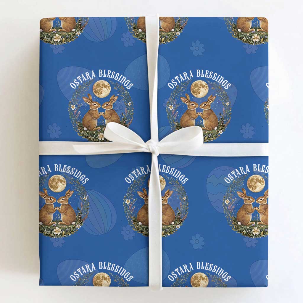 Ostara Blessing Pagan Eostre Easter Day Wrapping Paper Roll Spring Moon Rabbit Spring Equinox Festival