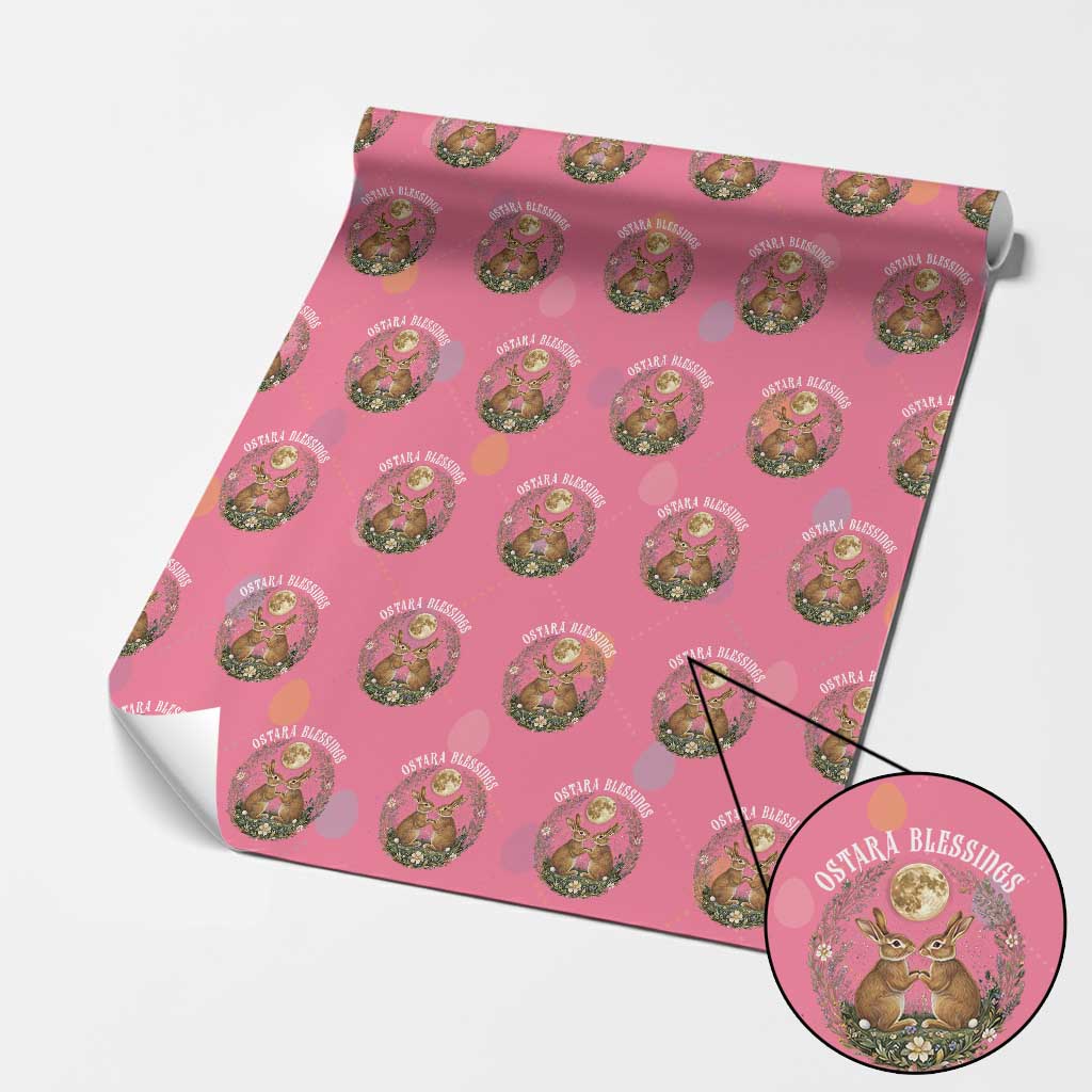 Ostara Blessing Pagan Eostre Easter Day Wrapping Paper Roll Spring Moon Rabbit Spring Equinox Festival