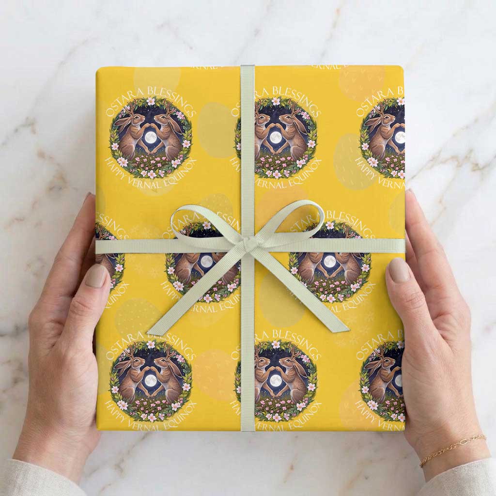 Ostara Blessings Happy Vernal Equinox Wrapping Paper Roll Ostara Pagan Eostre Easter Day Wolpertinger