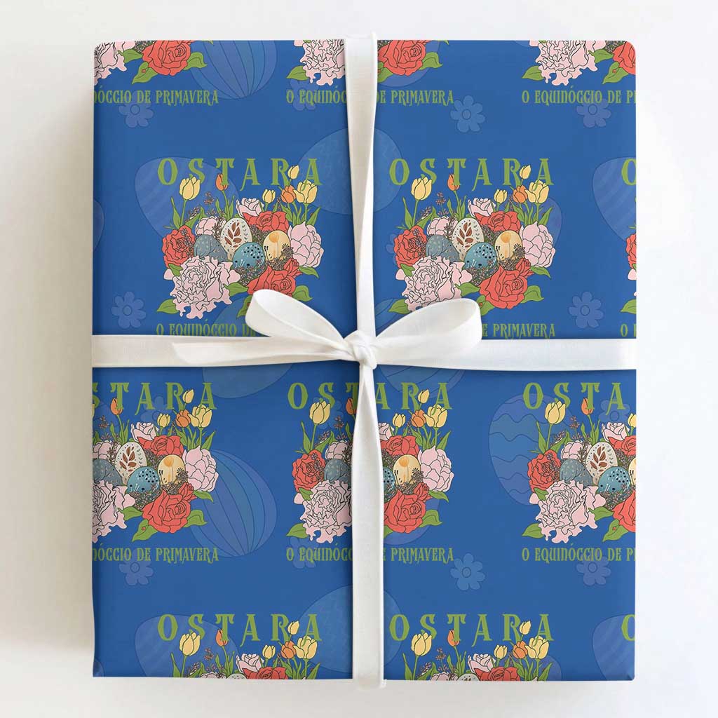 Ostara Eostre Easter Day Wrapping Paper Roll O Equinoccio De Primavera Eggs Flowers