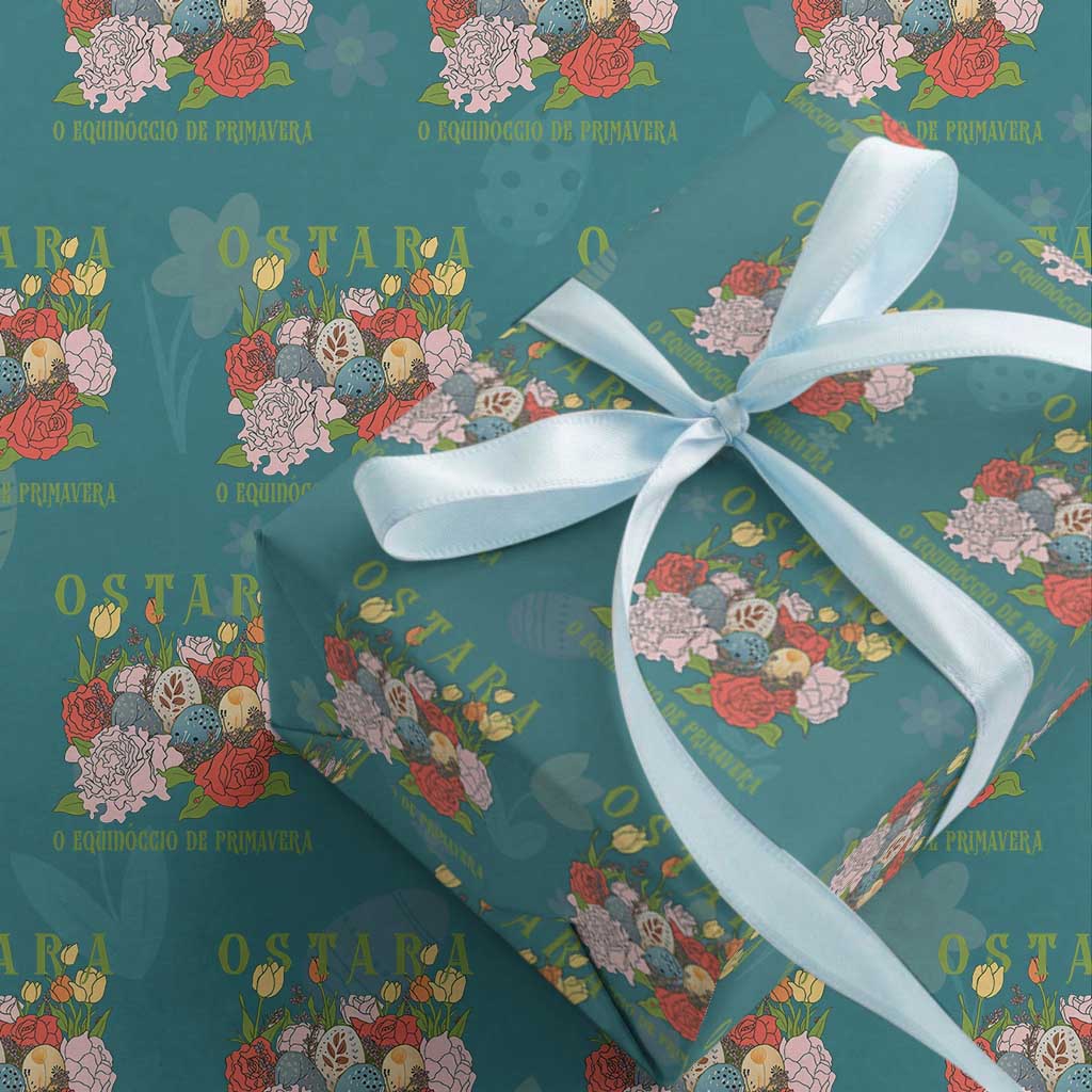 Ostara Eostre Easter Day Wrapping Paper Roll O Equinoccio De Primavera Eggs Flowers