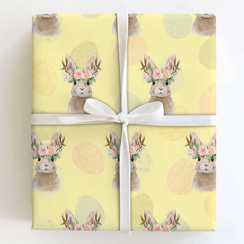 Ostara Pagan Eostre Easter Day Wrapping Paper Roll Rabbit Wolpertinger Spring Equinox Festival