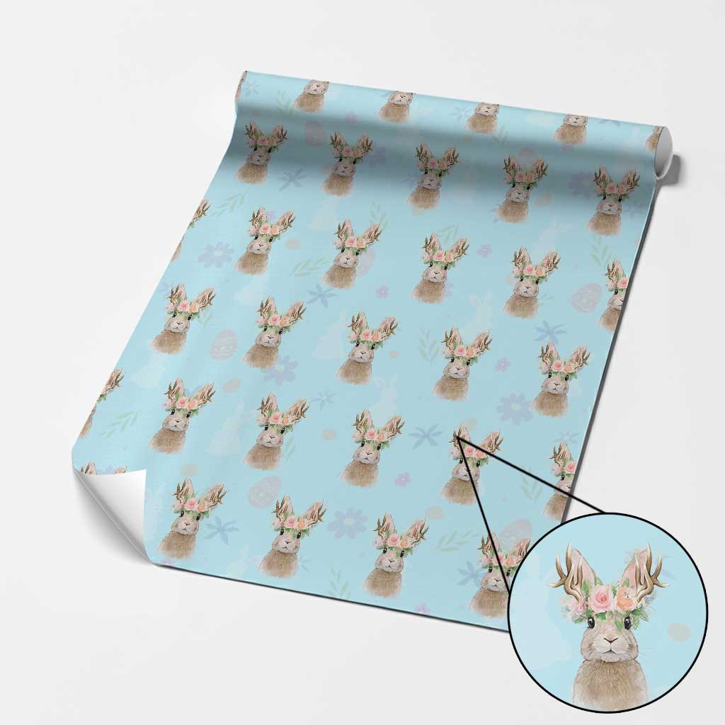 Ostara Pagan Eostre Easter Day Wrapping Paper Roll Rabbit Wolpertinger Spring Equinox Festival