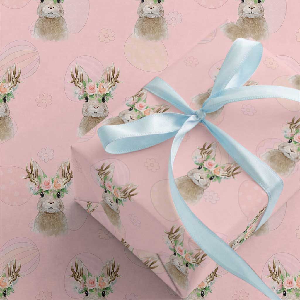 Ostara Pagan Eostre Easter Day Wrapping Paper Roll Rabbit Wolpertinger Spring Equinox Festival