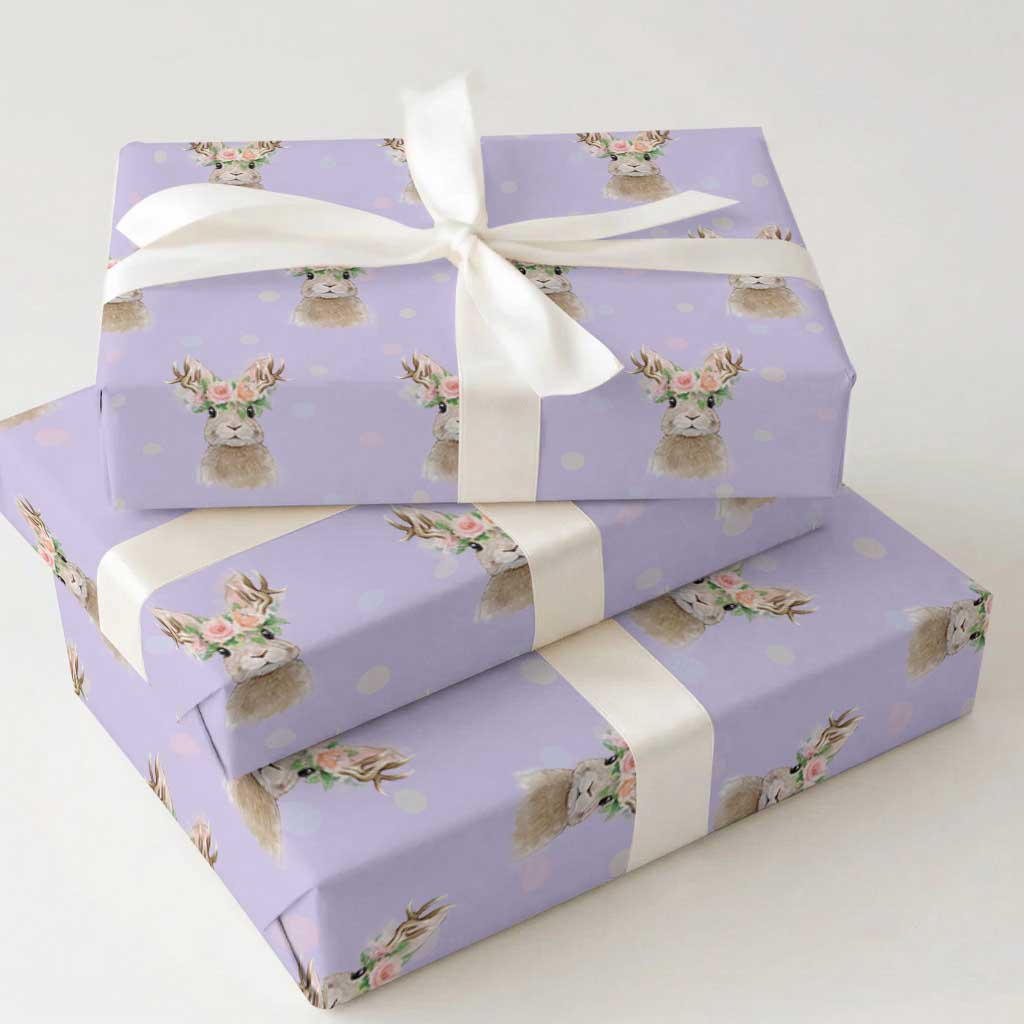 Ostara Pagan Eostre Easter Day Wrapping Paper Roll Rabbit Wolpertinger Spring Equinox Festival