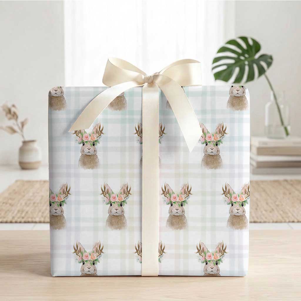 Ostara Pagan Eostre Easter Day Wrapping Paper Roll Rabbit Wolpertinger Spring Equinox Festival