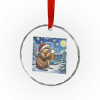 Otter Beer Christmas Crystal Glass Ornament Starry Night Van Gogh - Wonder Print Shop