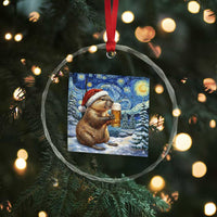 Otter Beer Christmas Crystal Glass Ornament Starry Night Van Gogh - Wonder Print Shop