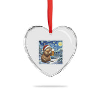 Otter Beer Christmas Heart Crystal Glass Ornament Starry Night Van Gogh - Wonder Print Shop