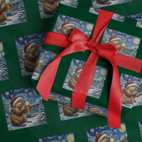 Otter Beer Xmas Wrapping Paper Roll Starry Night Van Gogh - Wonder Print Shop