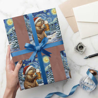 Otter Beer Xmas Wrapping Paper Roll Starry Night Van Gogh - Wonder Print Shop