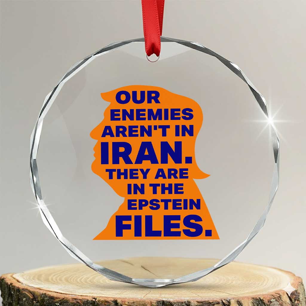 Our Enemies Aren't In Iran Crystal Glass Ornament Epstein Files Silhouette Political Satire