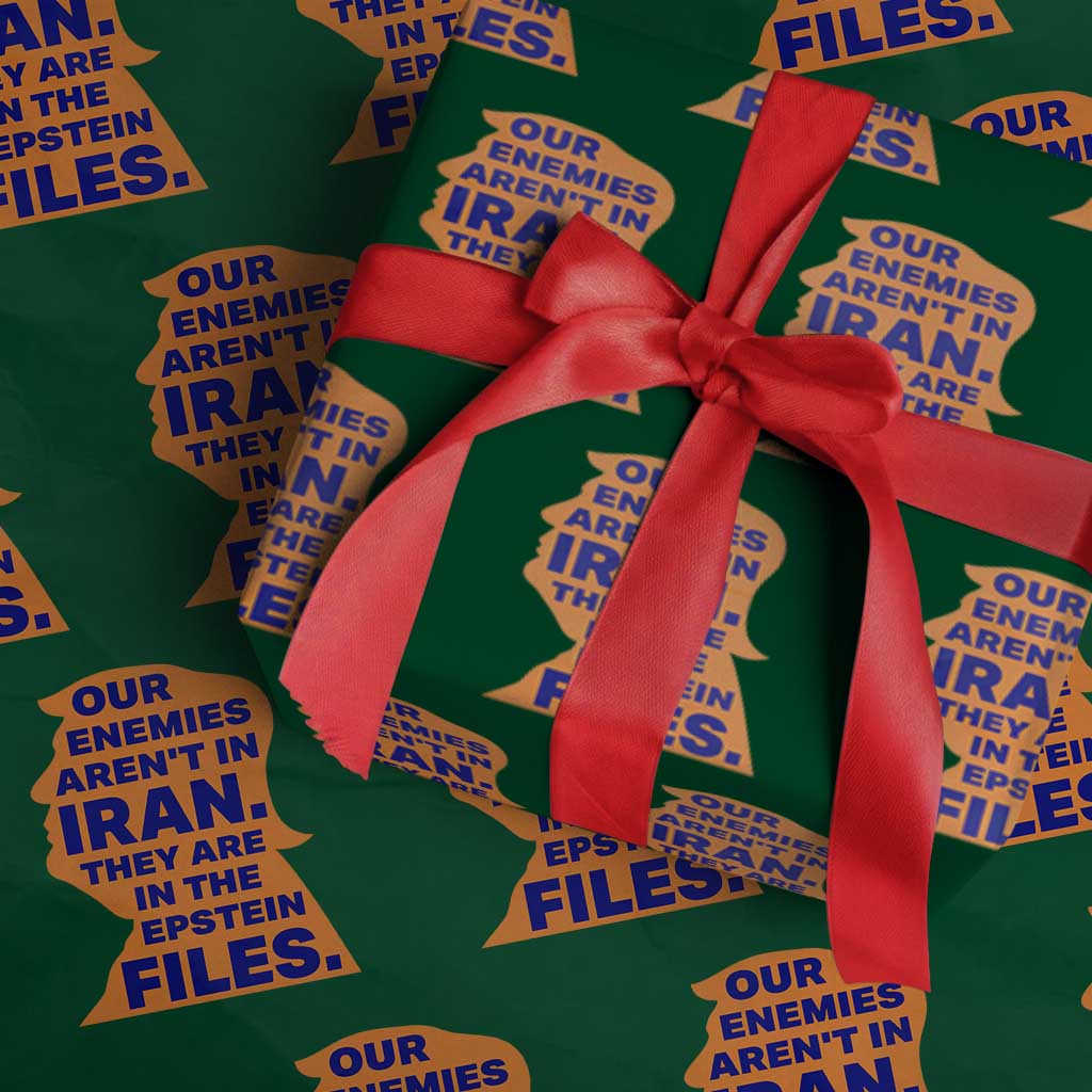 Our Enemies Aren't In Iran Wrapping Paper Roll Epstein Files Silhouette Political Satire