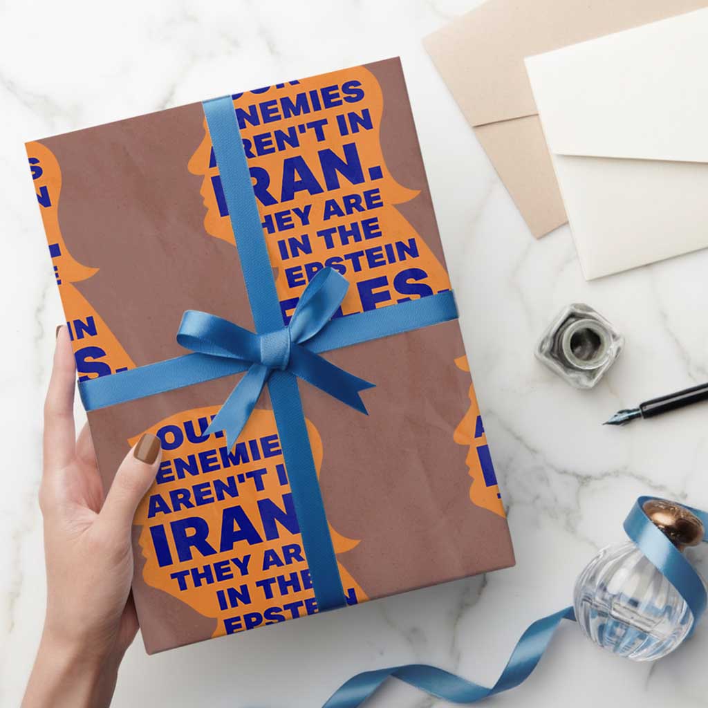 Our Enemies Aren't In Iran Wrapping Paper Roll Epstein Files Silhouette Political Satire