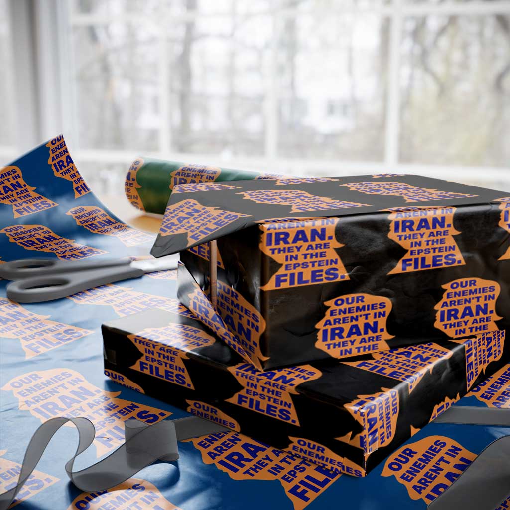 Our Enemies Aren't In Iran Wrapping Paper Roll Epstein Files Silhouette Political Satire