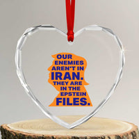 Our Enemies Aren't In Iran Heart Crystal Glass Ornament Epstein Files Silhouette Political Satire