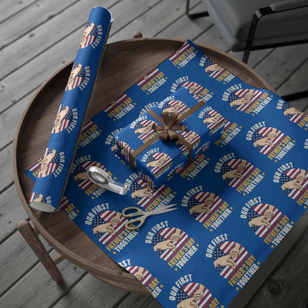 Our First Fathers Day Together Wrapping Paper Roll Patriotic New Dad Gift