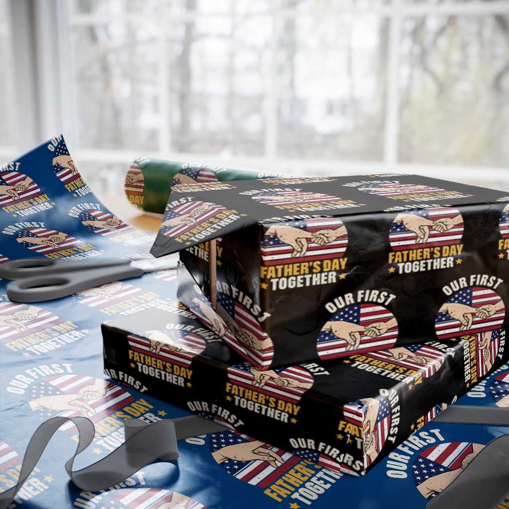 Our First Fathers Day Together Wrapping Paper Roll Patriotic New Dad Gift
