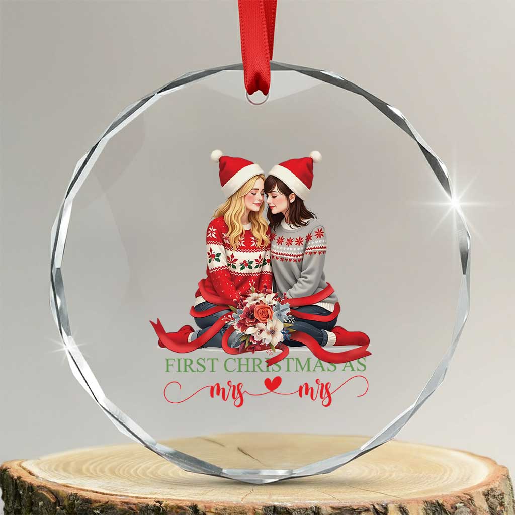 Our First Xmas As Mrs Mrs Crystal Glass Ornament LGBT Les Couple Xmas TS09