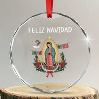 Our Lady of Guadalupe Christmas Crystal Glass Ornament Feliz Navidad - Wonder Print Shop