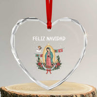 Our Lady of Guadalupe Christmas Heart Crystal Glass Ornament Feliz Navidad - Wonder Print Shop