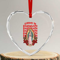 Our Lady of Guadalupe Heart Crystal Glass Ornament Saint Virgin Mary Mexican - Wonder Print Shop