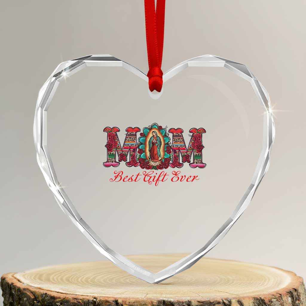 Our Lady of Guadalupe Heart Crystal Glass Ornament Virgin Mary Christian - undefined