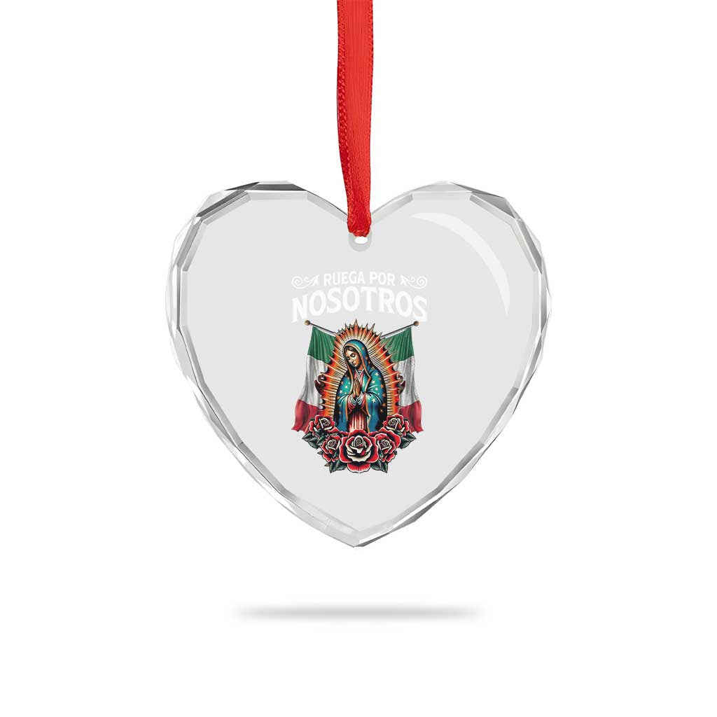 Our Lady of Guadalupe Heart Crystal Glass Ornament Virgin Mary Mexican Flag - Wonder Print Shop