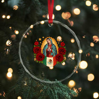 Our Lady of Guadalupe Mexican Flag Crystal Glass Ornament - Wonder Print Shop