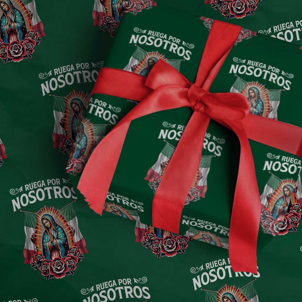 Our Lady of Guadalupe Wrapping Paper Roll Virgin Mary Mexican Flag - Wonder Print Shop