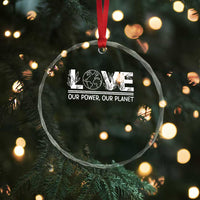 Our Power Our Planet Crystal Glass Ornament Earth Day Eco Friendly