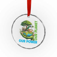 Our Power Our Planet Crystal Glass Ornament Earth Day Nature Lover Gift