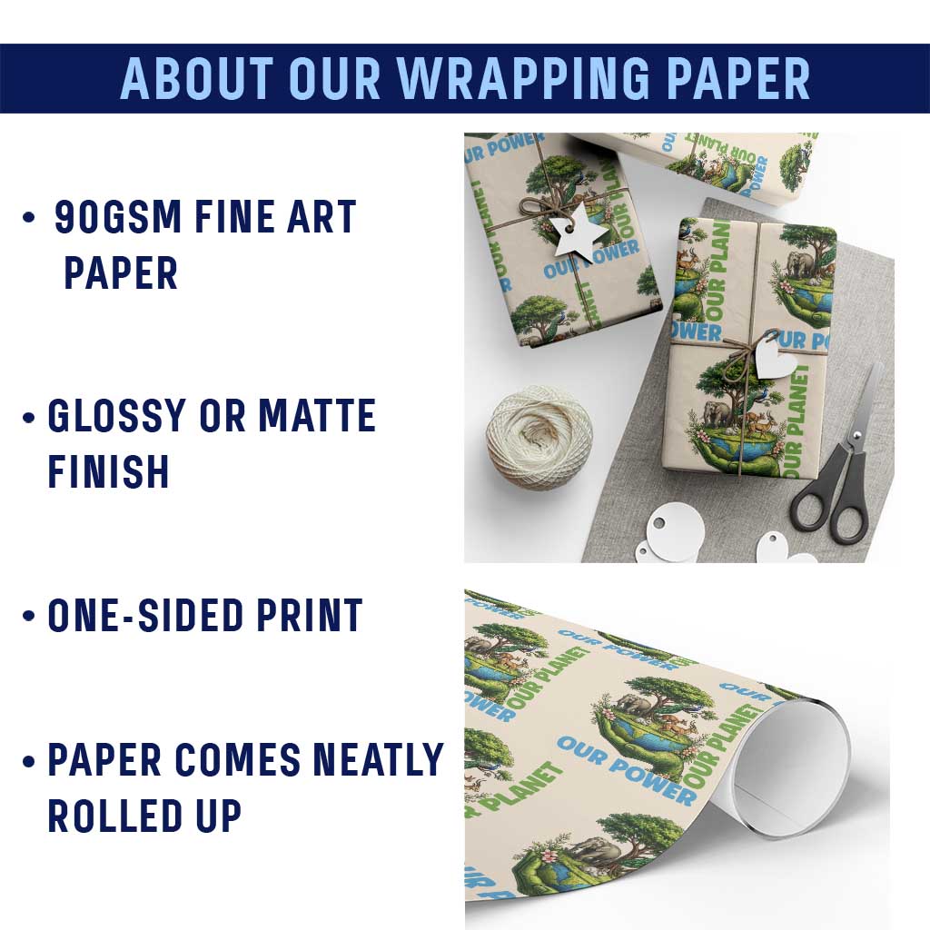 Our Power Our Planet Wrapping Paper Roll Earth Day Nature Lover Gift