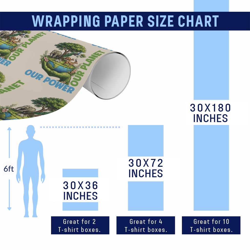 Our Power Our Planet Wrapping Paper Roll Earth Day Nature Lover Gift