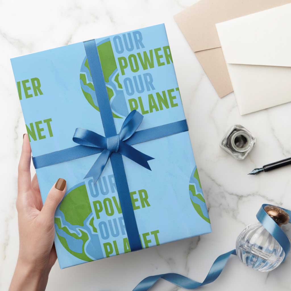 Our Power Our Planet Wrapping Paper Roll Earth Day Words Environmentalist Gift