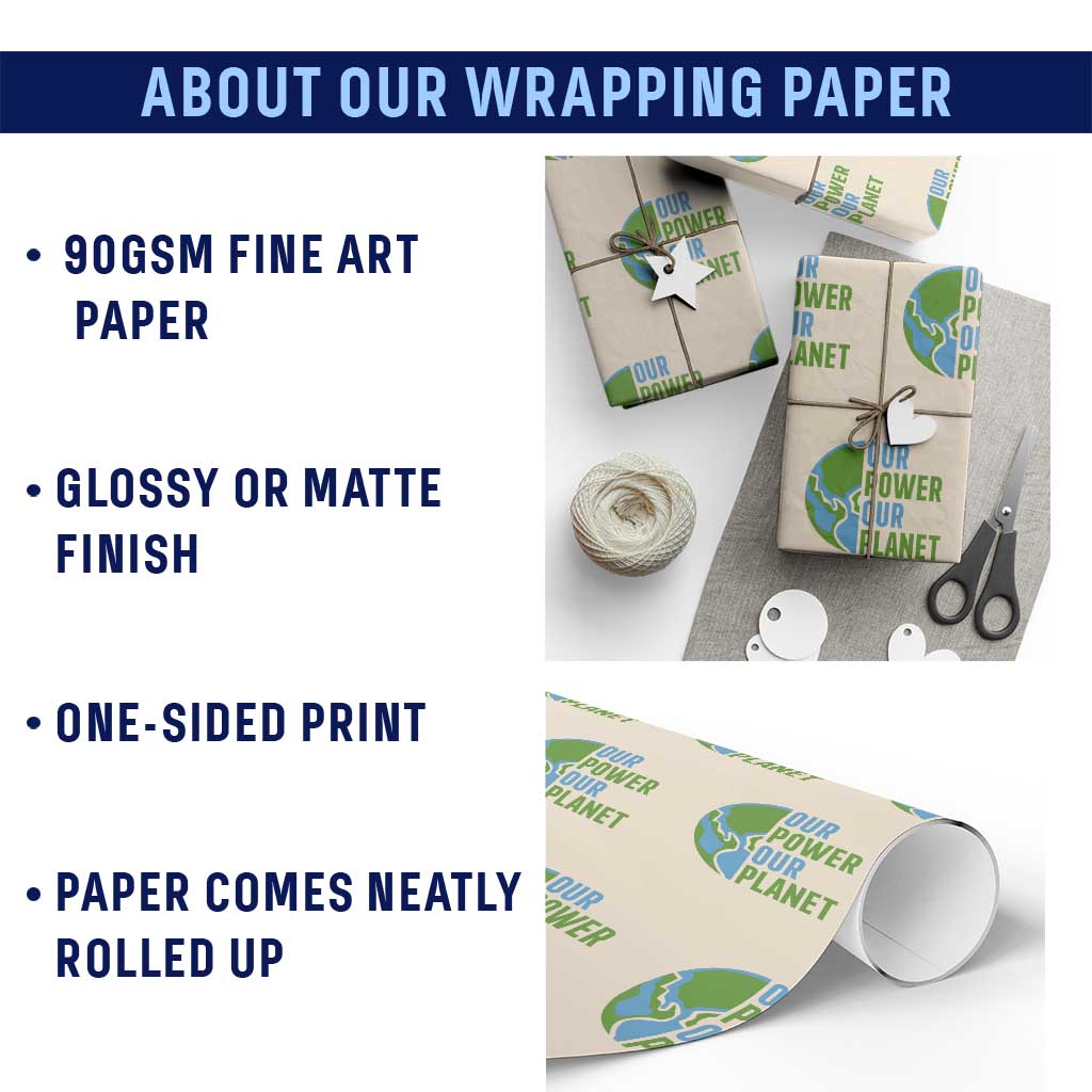 Our Power Our Planet Wrapping Paper Roll Earth Day Words Environmentalist Gift