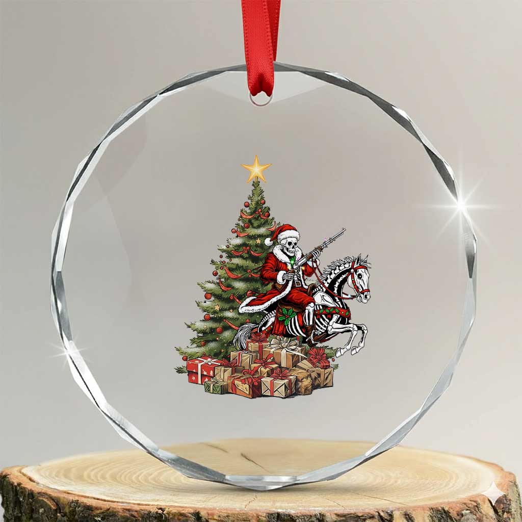 Outlaw Cowboy On Skeleton Horse Crystal Glass Ornament Dark Western Christmas - Wonder Print Shop