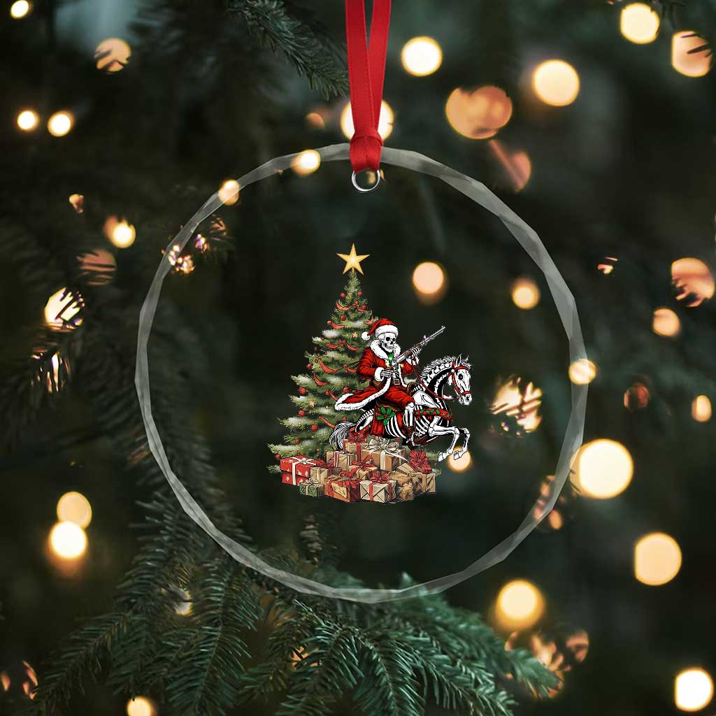 Outlaw Cowboy On Skeleton Horse Crystal Glass Ornament Dark Western Christmas - Wonder Print Shop