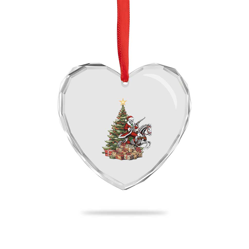 Outlaw Cowboy On Skeleton Horse Heart Crystal Glass Ornament Dark Western Christmas - Wonder Print Shop