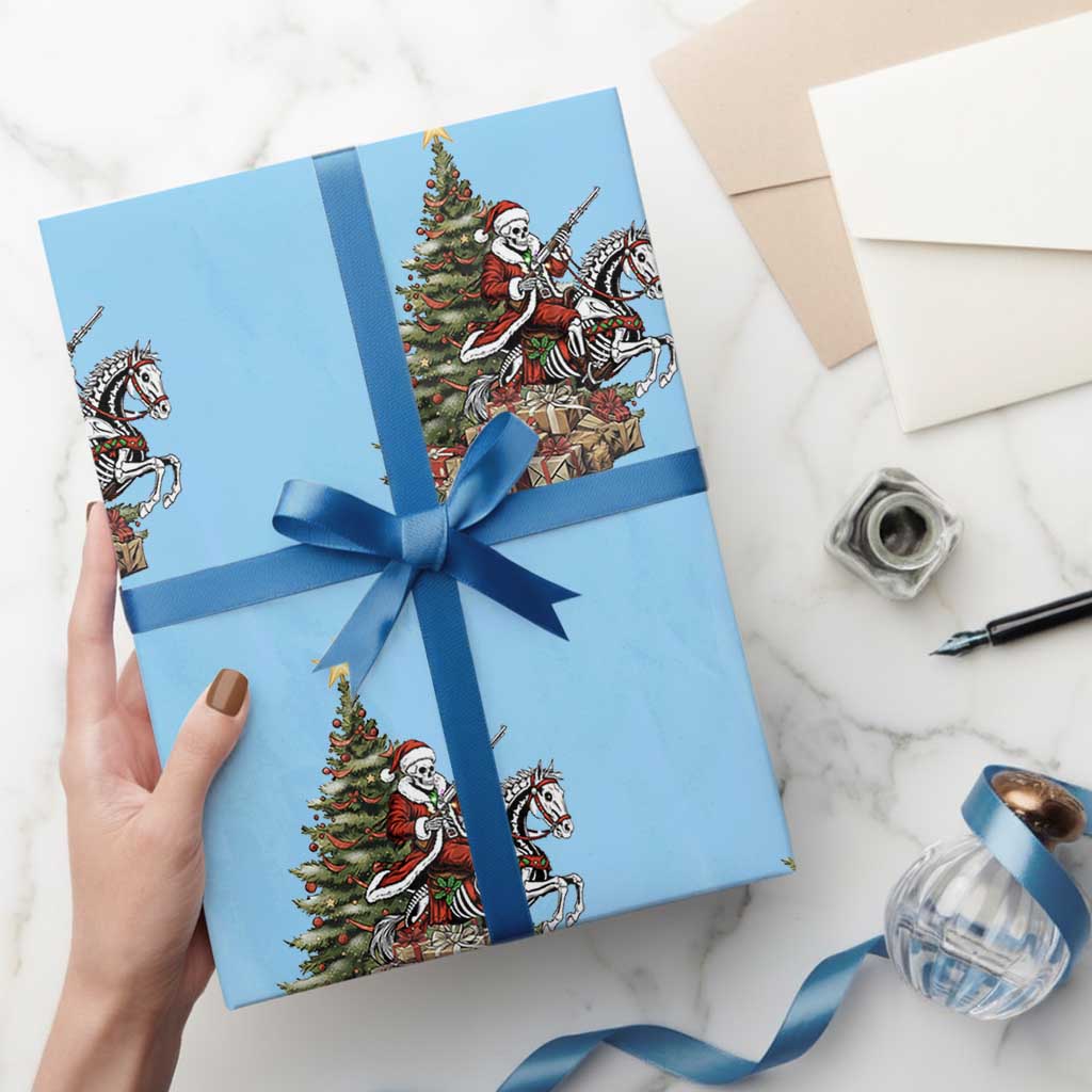 Outlaw Cowboy On Skeleton Horse Wrapping Paper Roll Dark Western Christmas - Wonder Print Shop