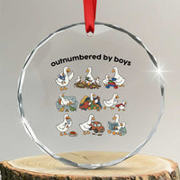 Outnumbered By Boys Funny Goose Mom Life Crystal Glass Ornament Chaos Coordinator Motherhood Mothers Day Gag Gift